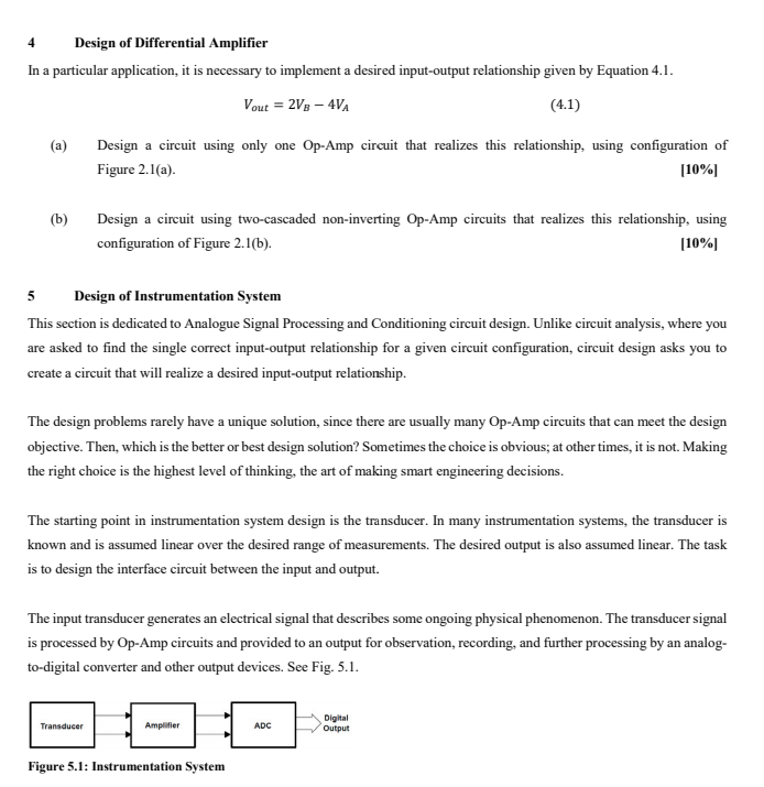 4 Design Of Differential Amplifier In A Particular Application It Is Necessary To Implement A Desired Input Output Rela 2