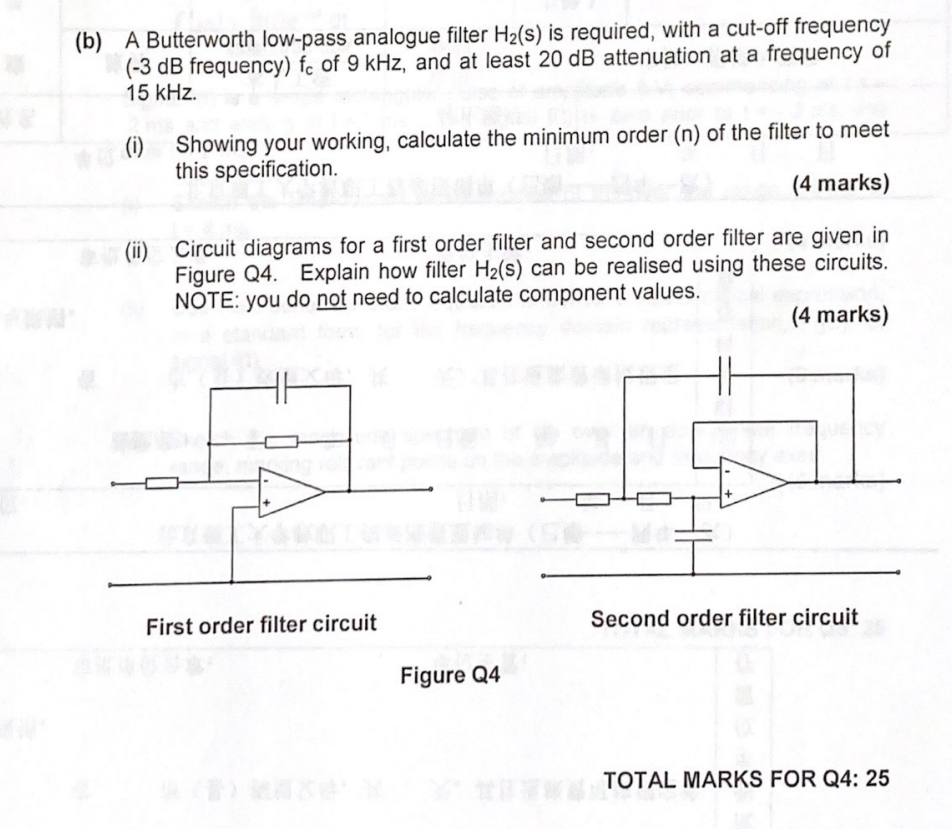 B A Butterworth Low Pass Analogue Filter Hz S Is Required With A Cut Off Frequency 3 Db Frequency Fc Of 9 Khz An 1