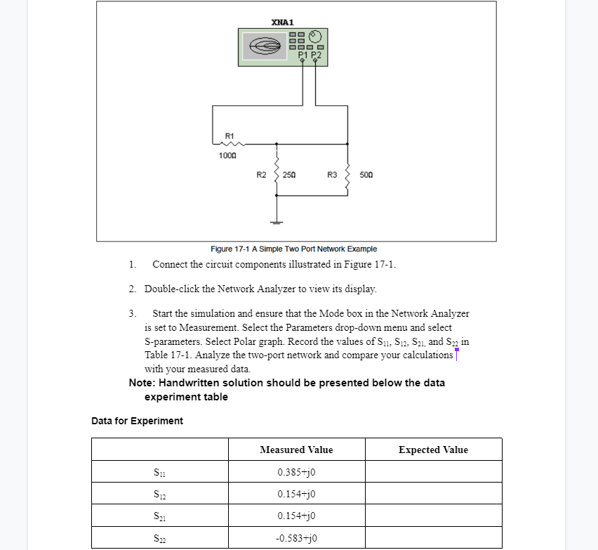 Handwritten Solutions Should Be Presented Below The Data Experiment Table Thank You 1
