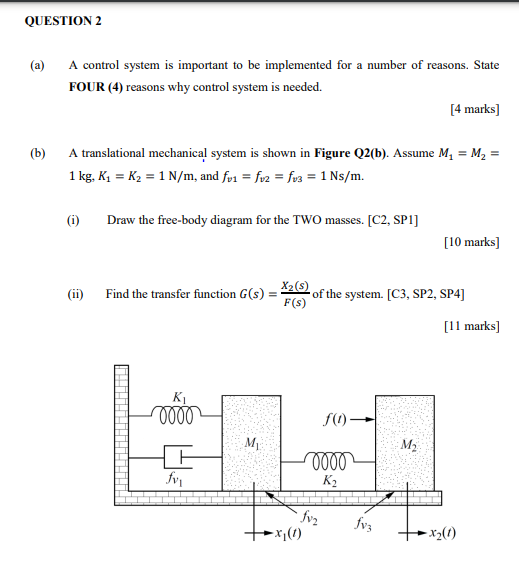 Question 2 A A Control System Is Important To Be Implemented For A Number Of Reasons State Four 4 Reasons Why Contr 1
