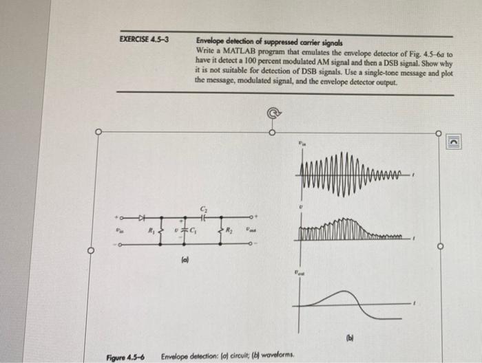 Envelope Detection Of Suppressed Carrier Signals Write A Matlab Program That Emulates The Envelope Detector Of Fig 4 5 1