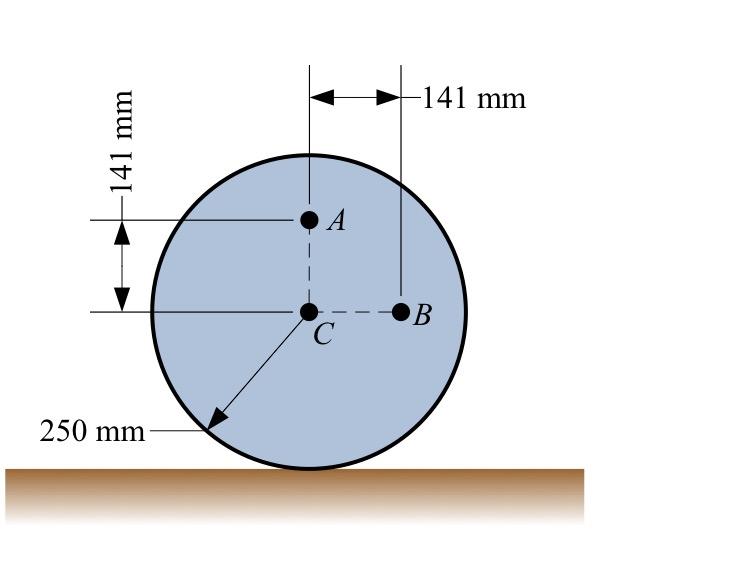 The Circular Disk Radius 250mm Rolls To The Right Without Slipping At The Instant Shown The Magnitude Of The Veloc 1