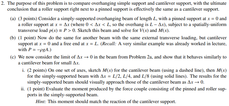 2 The Purpose Of This Problem Is To Compare Overhanging Simple Support And Cantilever Support With The Ultimate Conclu 1