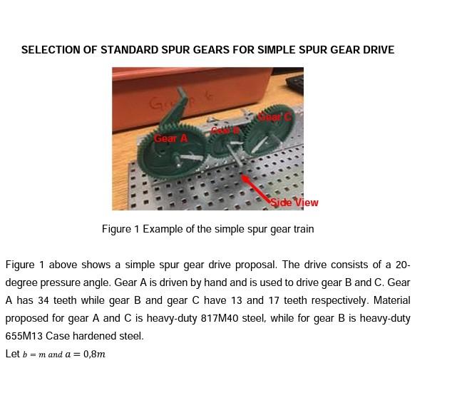 Selection Of Standard Spur Gears For Simple Spur Gear Drive Gear A Side View Figure 1 Example Of The Simple Spur Gear Tr 1