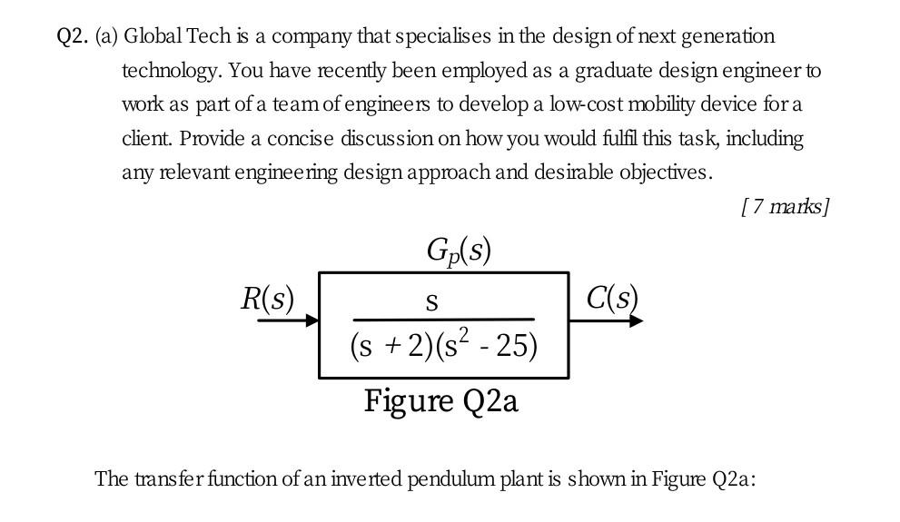 Q2 A Global Tech Is A Company That Specialises In The Design Of Next Generation Technology You Have Recently Been Em 1
