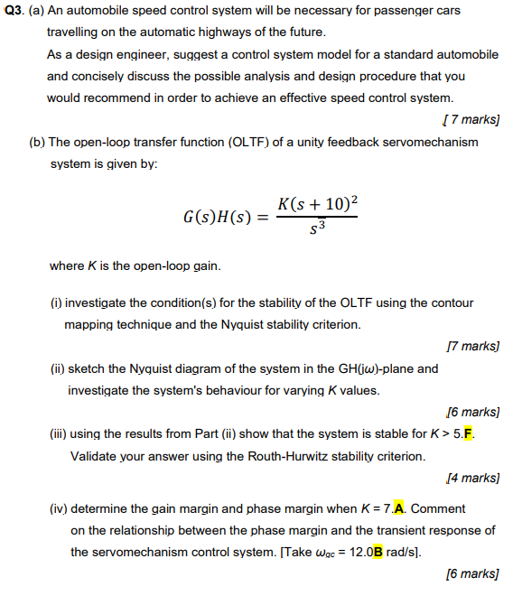A An Automobile Speed Control System Will Be Necessary For Passenger Cars Travelling On The Automatic Highways Of The 1