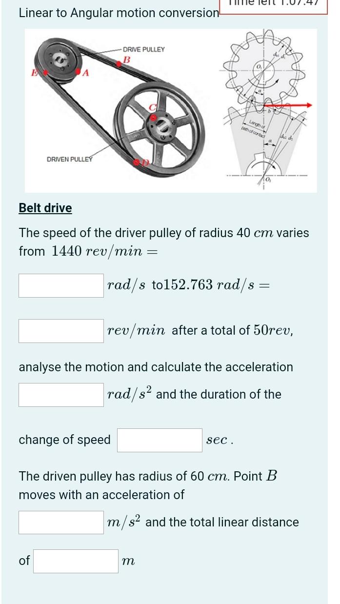 1 07 47 Linear To Angular Motion Conversion Drive Pulley B Lorena Pathol Cortad Desh Driven Pulley Belt Drive The Speed 1