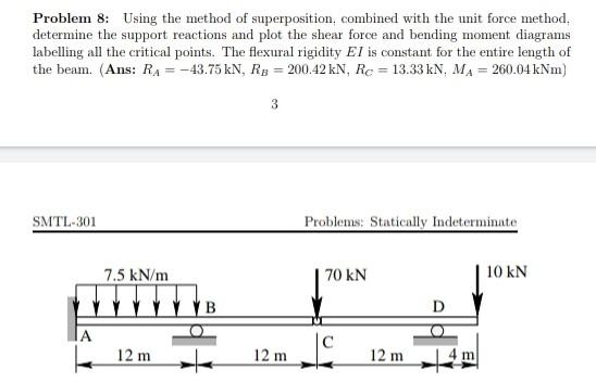 Problem 8 Using The Method Of Superposition Combined With The Unit Force Method Determine The Support Reactions And P 1