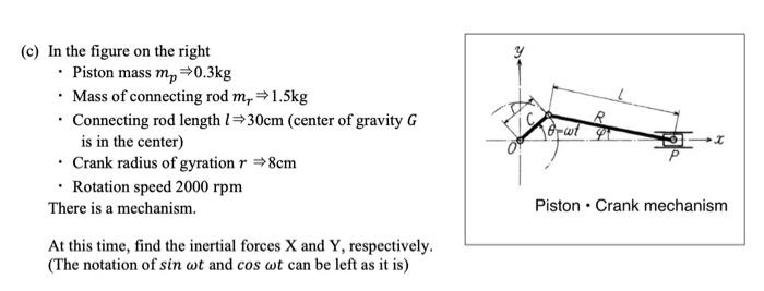 Erwt At C In The Figure On The Right Piston Mass Mp 0 3kg Mass Of Connecting Rod M 1 5kg Connecting Rod Length 1
