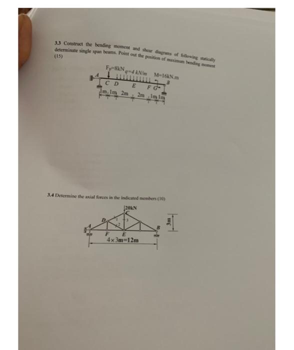 Construct The Bending Moment And The Diagrams Of Lowing Statically Determinate Single Span Beum Point Out The Position O 1