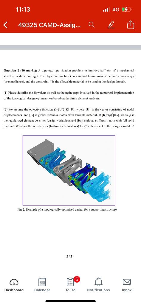 11 13 1 4g 49325 Camd Assig B Question 2 10 Marks A Topology Optimization Problem To Improve Stiffness Of A Me 1
