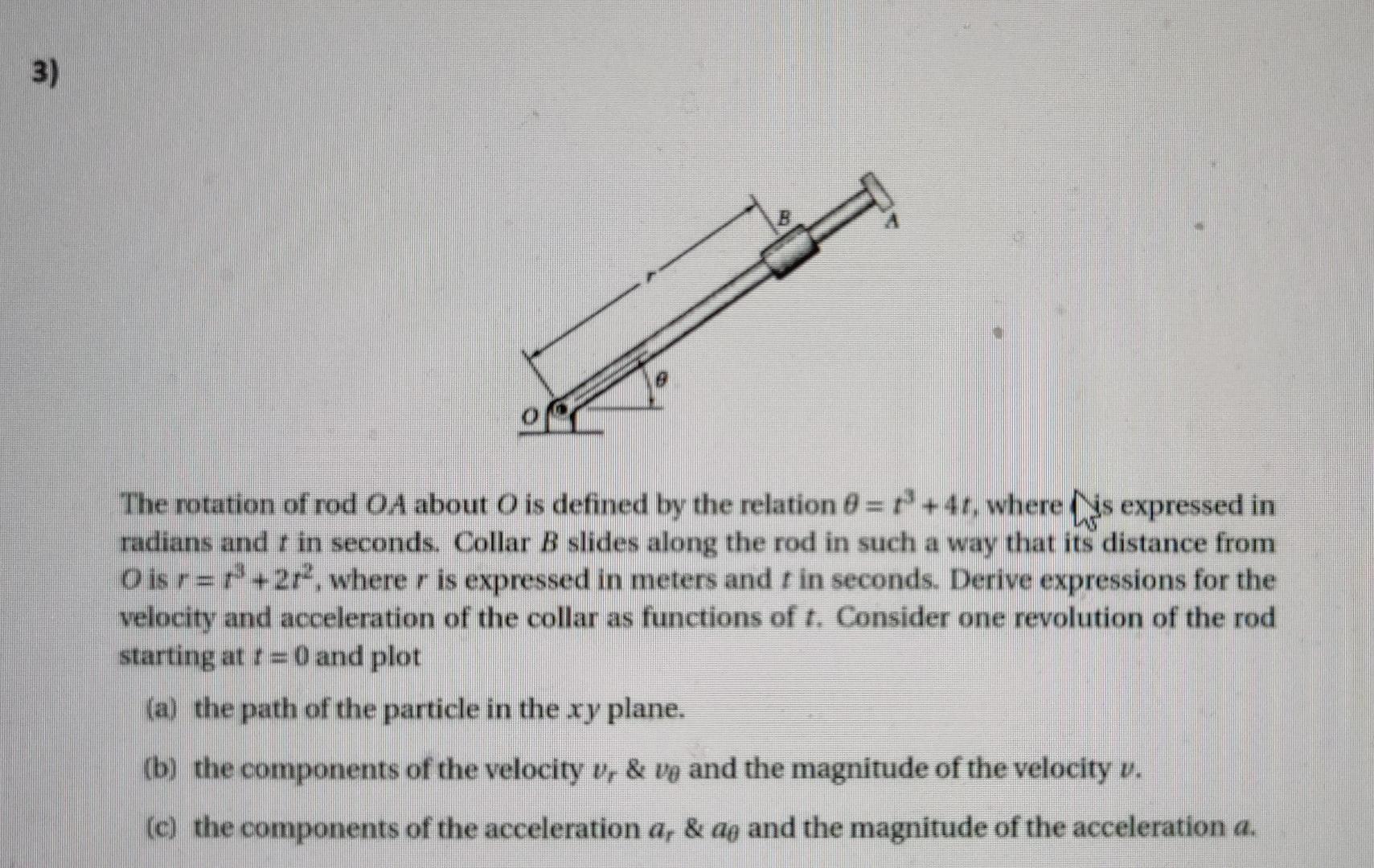 3 The Rotation Of Rod Oa About O Is Defined By The Relation 0 4 Where Is Expressed In Radians And 1 In Seconds Co 1