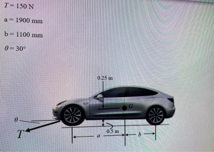 My New Car Has A Mass Of 2750 Kg And A Center Of Mass At G After The Batteries Went Dead A Towing Cable Was Attached To 2