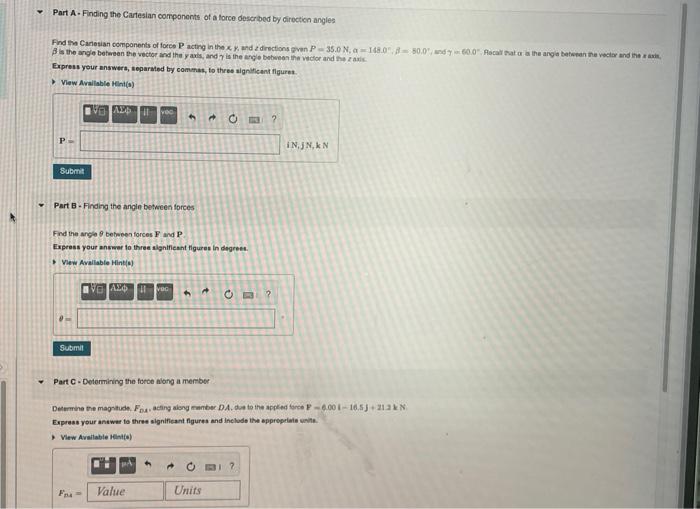 Learning Goal To Use The Dot Product To Find The Components Of Forces Acting In Arbitrary Directions A Three Legged St 3