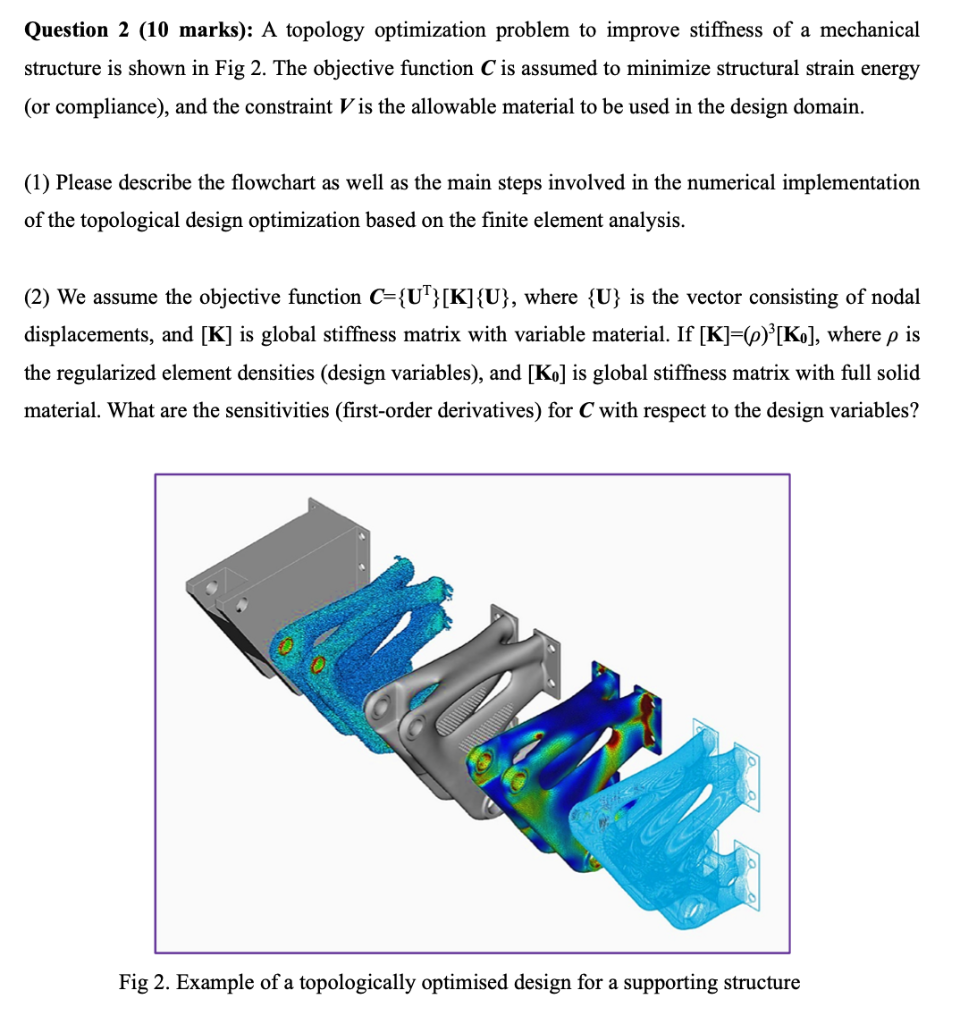 Question 2 10 Marks A Topology Optimization Problem To Improve Stiffness Of A Mechanical Structure Is Shown In Fig 2 1