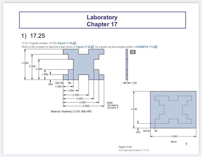 Laboratory Chapter 17 1 17 25 1725 Program Number 01705 Figure 17 26 Wntes Cnc Program To Machine A Part Shown In Fig 1
