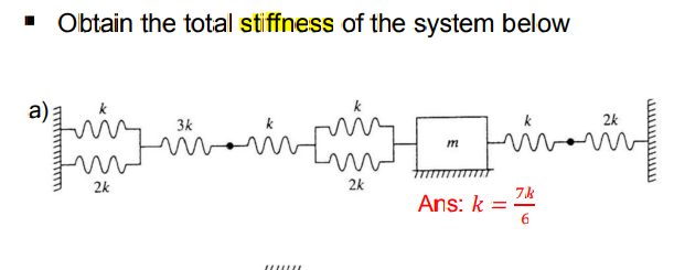 Obtain The Total Stiffness Of The System Below A 3k 2k Akan Menuvarinnar Vivering M 2k 2k Ans K 7 7 K 6 1