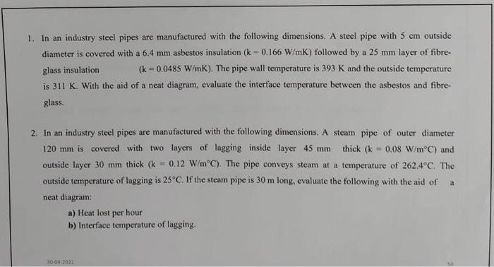 1 In An Industry Steel Pipes Are Manufactured With The Following Dimensions A Steel Pipe With 5 Cm Outside Diameter Is 1