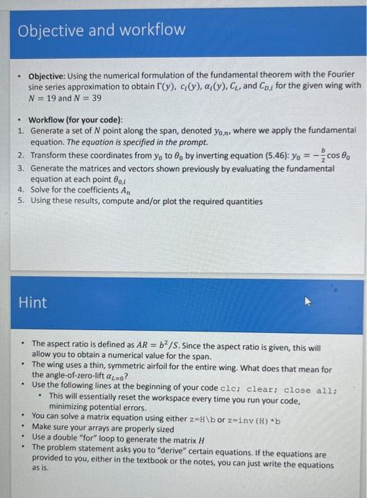 Problem 4 Write Your Own Matlab Code To Apply The Analysis Of Chapter 5 To An Untwisted Rectangular Wing Of Ar 6 Flyi 9