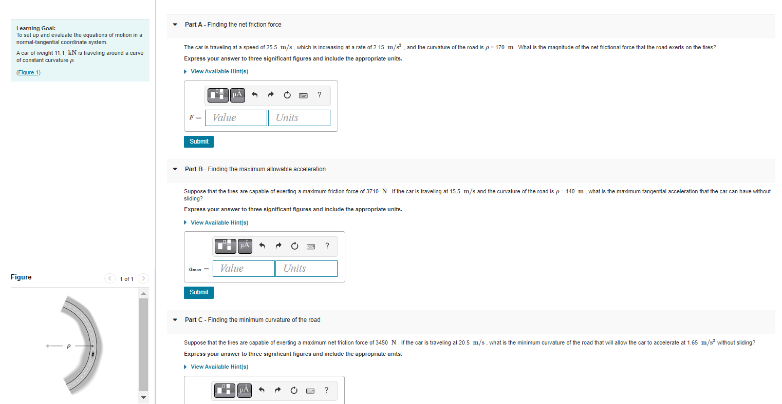 Part A Finding The Net Friction Force Learning Goal To Set Up And Evaluate The Equations Motion In A Normal Tangentia 1