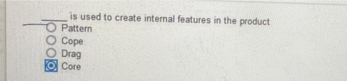 Is Used To Create Internal Features In The Product Pattern Cope Drag Core 1