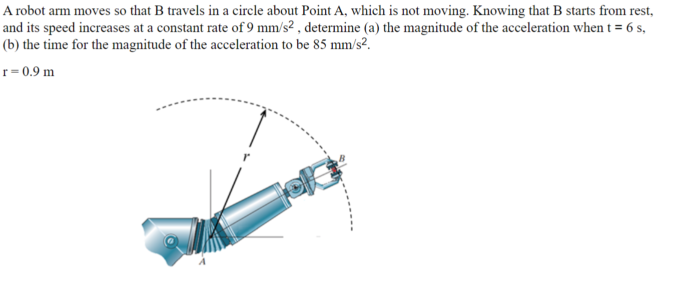 A Robot Arm Moves So That B Travels In A Circle About Point A Which Is Not Moving Knowing That B Starts From Rest And 1