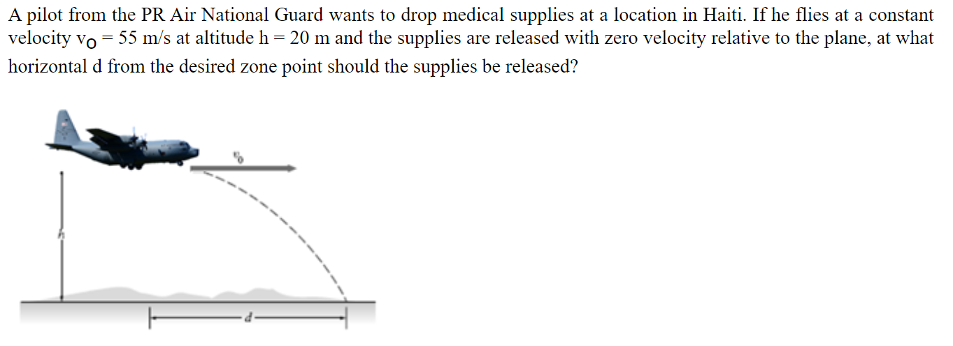 A Pilot From The Pr Air National Guard Wants To Drop Medical Supplies At A Location In Haiti If He Flies At A Constant 1