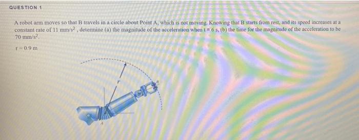 Question 1 A Robot Arm Moves So That B Travels In A Circle About Point A Which Is Not Moving Knowing That Starts From Re 1