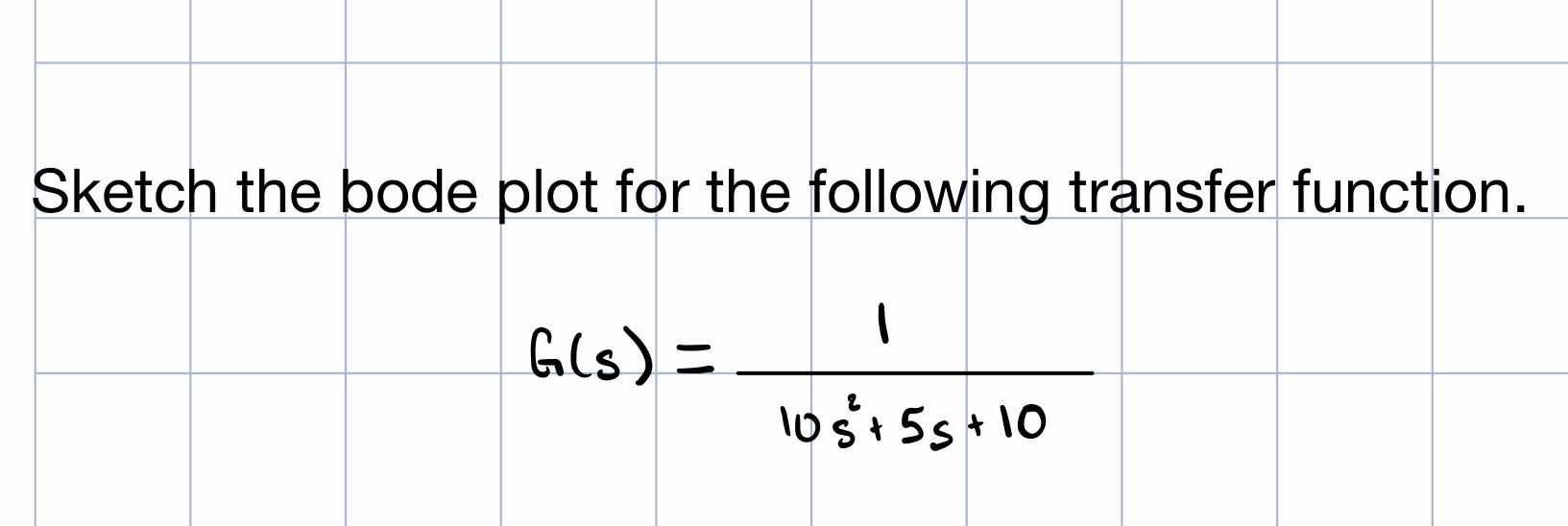 Sketch The Bode Plot For The Following Transfer Function Gls 105 55 10 1