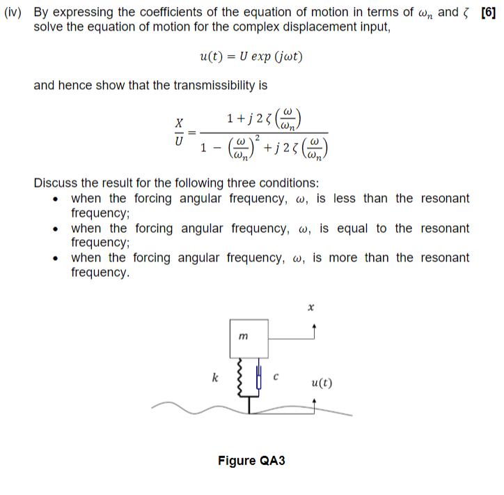 Iv By Expressing The Coefficients Of The Equation Of Motion In Terms Of Wn And 5 6 Solve The Equation Of Motion For 1