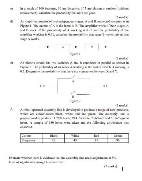 C D In A Batch Of 100 Bearings 10 Are Detective If 5 Are Chosen At Random Without Replacement Calculate The Proba 1