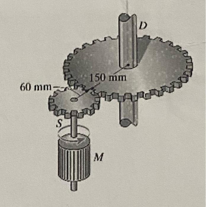 Due To Motor M The Small Gear S Experiences An Angular Velocity Given By Ws Theta 12 3 Theta 6 Rad S 60 Mm What 1