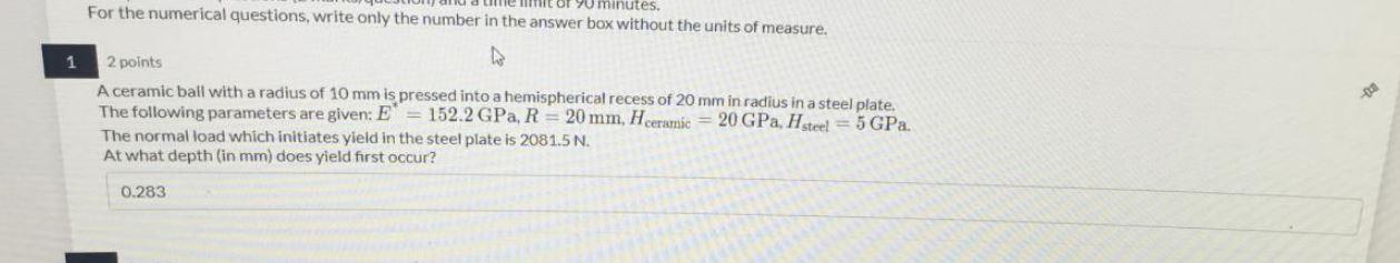 Hot Yu Minutes For The Numerical Questions Write Only The Number In The Answer Box Without The Units Of Measure 1 2 P 1