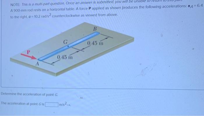 Note This Is A Multi Part Question Once An Answer Is Submitted You Will Be Unable A 900 Mm Rod Rests On A Horizontal 1