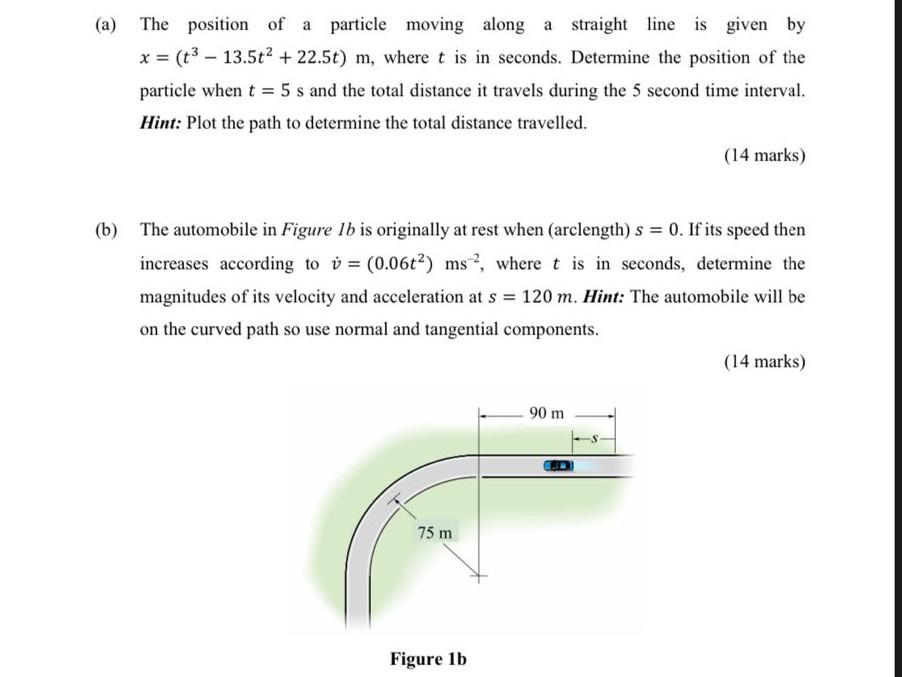 A The Position Of A Particle Moving Along A Straight Line Is Given By X T3 13 5t2 22 5t M Where T Is In Secon 1