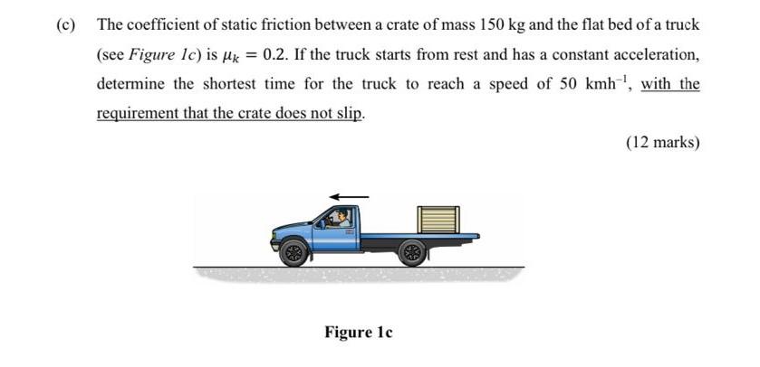 C The Coefficient Of Static Friction Between A Crate Of Mass 150 Kg And The Flat Bed Of A Truck See Figure Le Is Uk 1