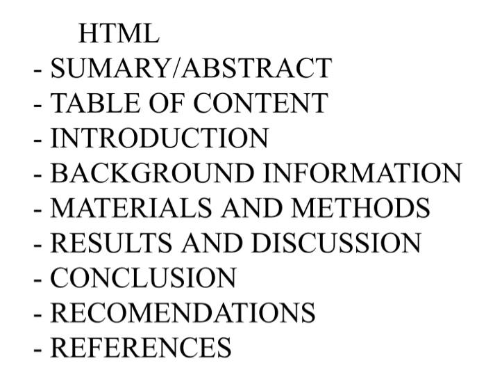 Html Sumary Abstract Table Of Content Introduction Background Information Materials And Methods Results An 1