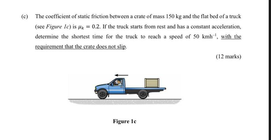 C The Coefficient Of Static Friction Between A Crate Of Mass 150 Kg And The Flat Bed Of A Truck See Figure Le Is Uk 1
