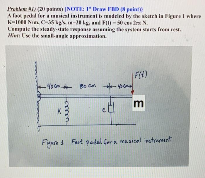Problem 1 20 Points Note 1 Draw Fbd 8 Point A Foot Pedal For A Musical Instrument Is Modeled By The Sketch In 1