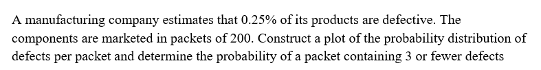 A Manufacturing Company Estimates That 0 25 Of Its Products Are Defective The Components Are Marketed In Packets Of 20 1