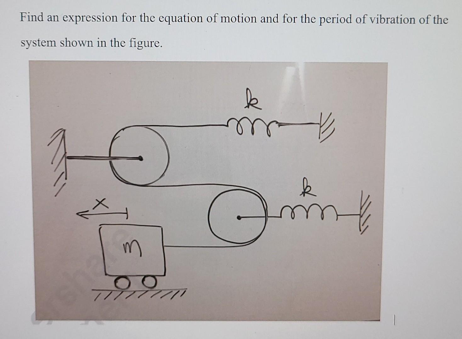 Find An Expression For The Equation Of Motion And For The Period Of Vibration Of The System Shown In The Figure K My He 1