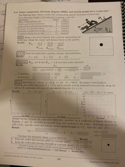 04 2 11 Vector Components Free Body Dingram Fbd And Motion Graphs For A Rocket Sted The Following Fire Shows A Rock 1