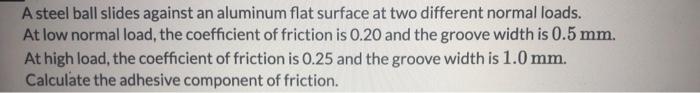 A Steel Ball Slides Against An Aluminum Flat Surface At Two Different Normal Loads At Low Normal Load The Coefficient 1