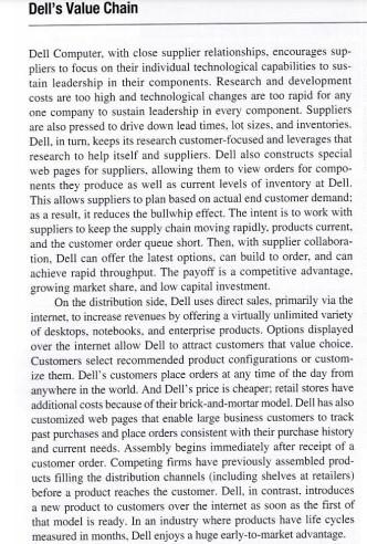 1 Review The Following Case Study On Dell And Answer The Following Questions A How Has Dell Used Its Direct Sales And 1