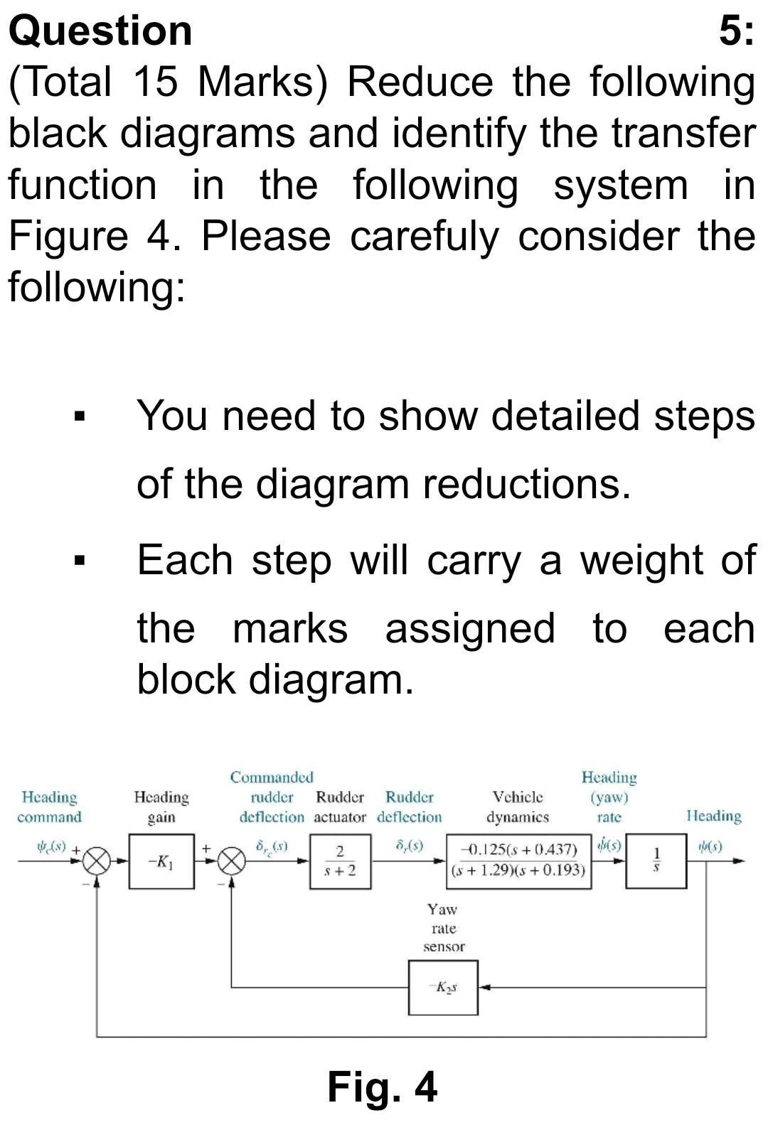 Question 5 Total 15 Marks Reduce The Following Black Diagrams And Identify The Transfer Function In The Following Sys 1