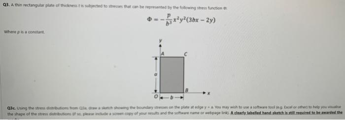 03 A Thin Rectangular Plate Of Thickness Is Subjected To Stresses That Can Be Represented By The Following Stress Funct 1