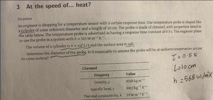 3 At The Speed Of Heat Six Points An Engineer Is Shopping For A Temperature Sensor With A Certain Response Time One 1