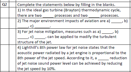 Q2 Complete The Statements Below By Filling In The Blanks 1 In The Ideal Gas Turbine Brayton Thermodynamic Cycle Th 1