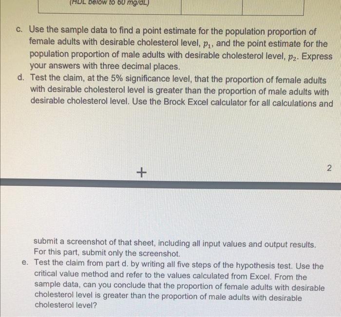 Part B Cholesterol Level A Physician Conducts A Study To Determine The Proportion Of Adults With Desirable Cholesterol 2