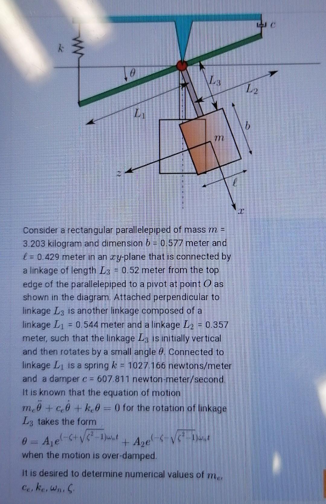 Lic W L2 722 Consider A Rectangular Parallelepiped Of Mass M 3 203 Kilogram And Dimension B 0 577 Meter And L 0 42 1